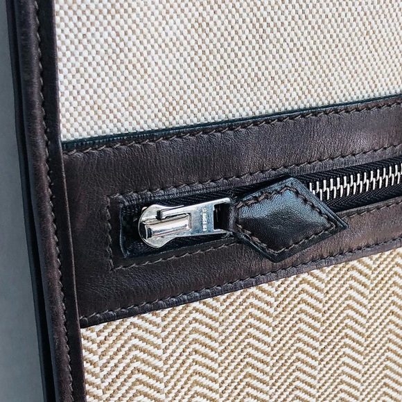 Vintage Hermes Toile & Swift Cap d'Ail Tote Canvas Leather Large Authentic COA - Picture 5 of 12